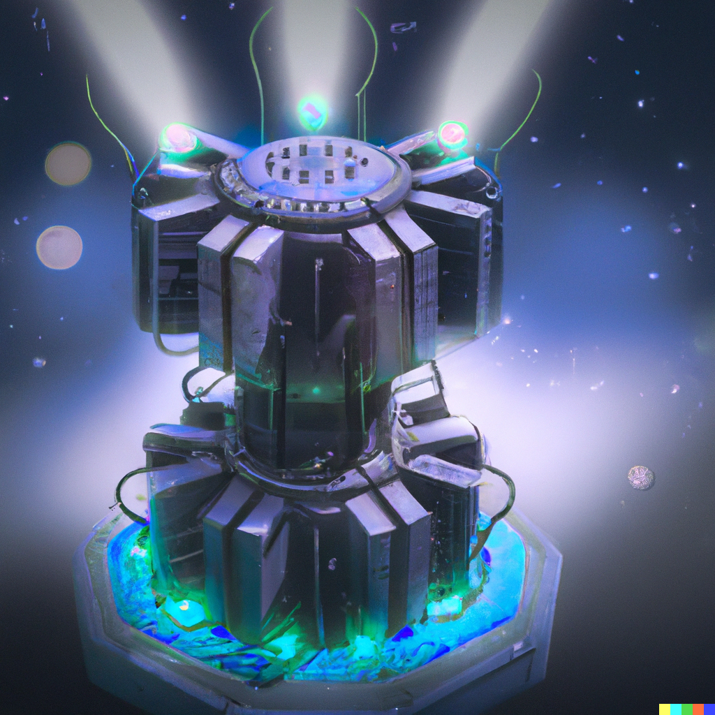 Fake electricity generator with neon lights all over it